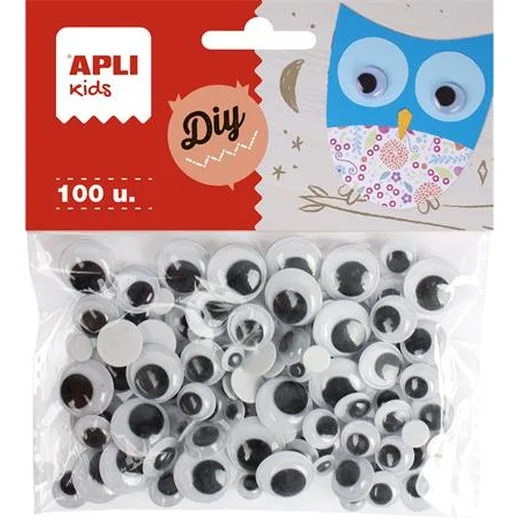 Samolepiace pohyblivé očká, okrúhle, APLI "Creative", čierne-biele