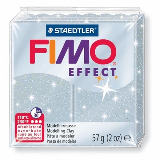 Modelovacia hmota, 57 g, polymérová, FIMO "Effect", trblietavá strieborná