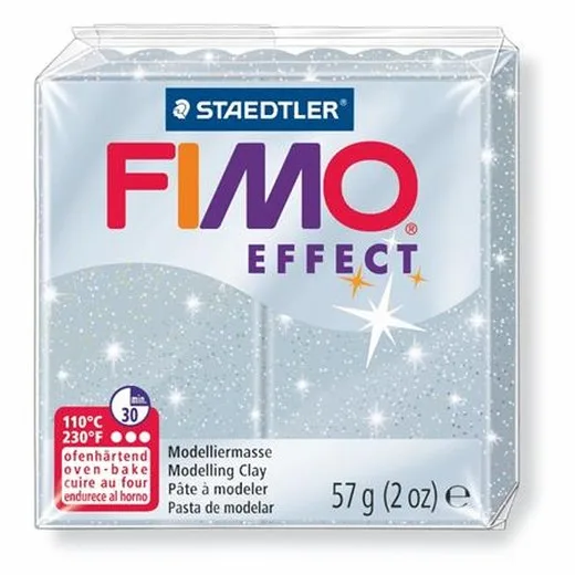 Modelovacia hmota, 57 g, polymérová, FIMO "Effect", trblietavá strieborná