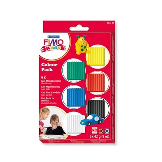 Modelovacia hmota, 6x42 g, FIMO "Kids Color Pack", 6 základných farieb
