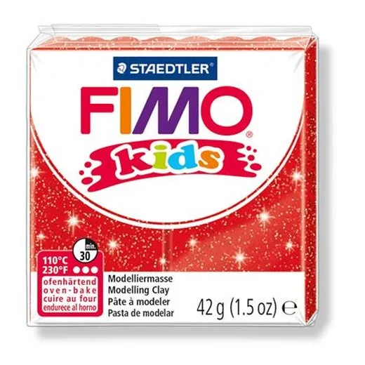 Modelovacia hmota, polymérová, FIMO "Kids", trblietavá červená