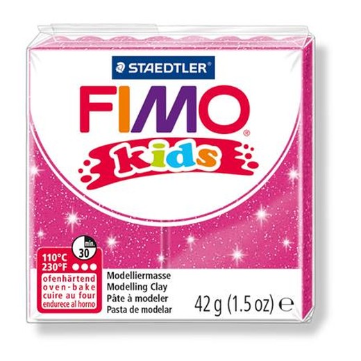 Modelovacia hmota, polymérová, FIMO "Kids", trblietavá ružová