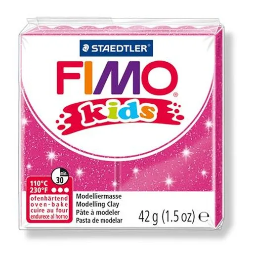 Modelovacia hmota, polymérová, FIMO "Kids", trblietavá ružová