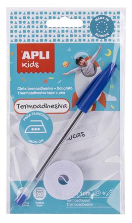 Textilná páska, nažehľovacia, 2 m x 10 mm, s perom, APLI Kids, biela