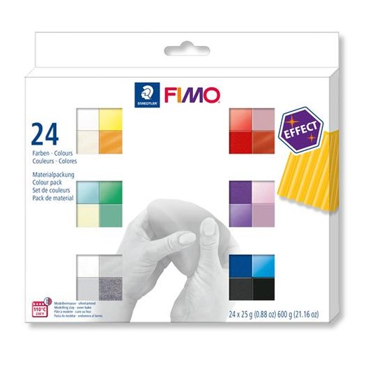 Modelovacia hmota, sada, 24x25 g, na vypálenie, FIMO "Effect Colours", 24 rôznych farieb