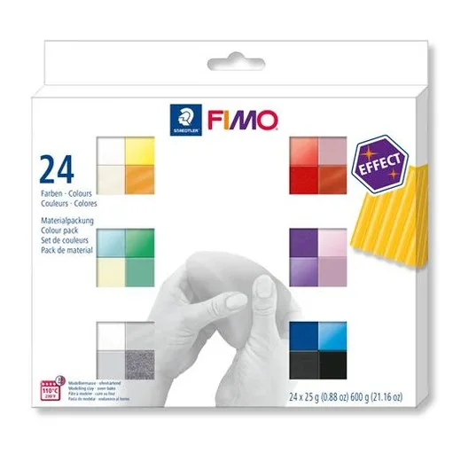 Modelovacia hmota, sada, 24x25 g, na vypálenie, FIMO "Effect Colours", 24 rôznych farieb