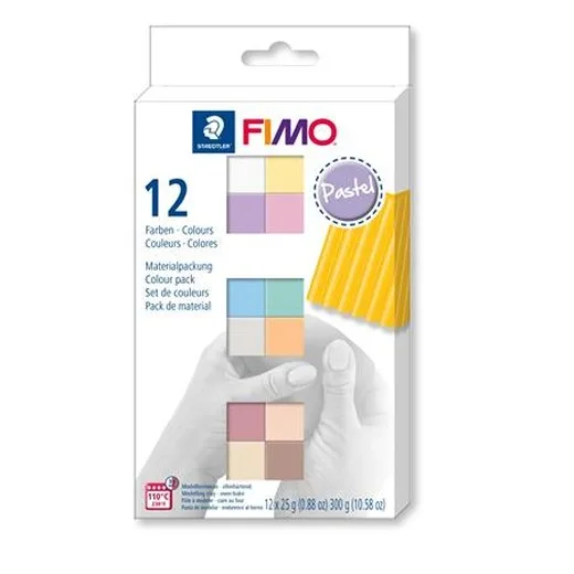 Modelovacia hmota, sada, 12x25 g, na vypálenie, FIMO "Soft Pastel", 12 rôznych farieb
