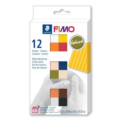 Modelovacia hmota, sada, 12x25 g, na vypálenie, FIMO "Soft Natural", 12 rôznych farieb
