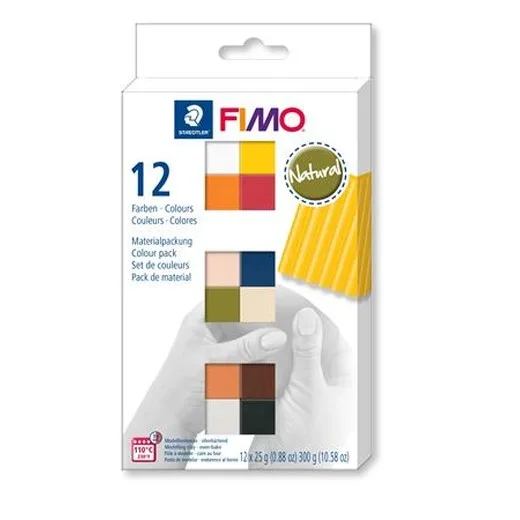 Modelovacia hmota, sada, 12x25 g, na vypálenie, FIMO "Soft Natural", 12 rôznych farieb