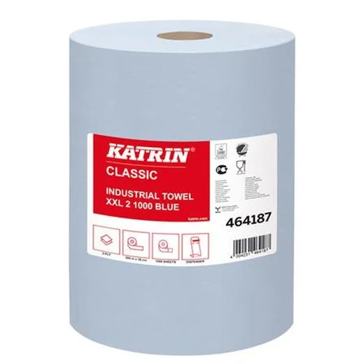 Priemyselné papierové utierky, 2-vrstvové, KATRIN "Classic XXL2", modrá