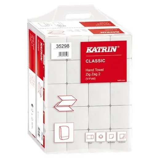 Papierové utierky, Z ohyb, 2-vrstvové, 200 listov, KATRIN, biele
