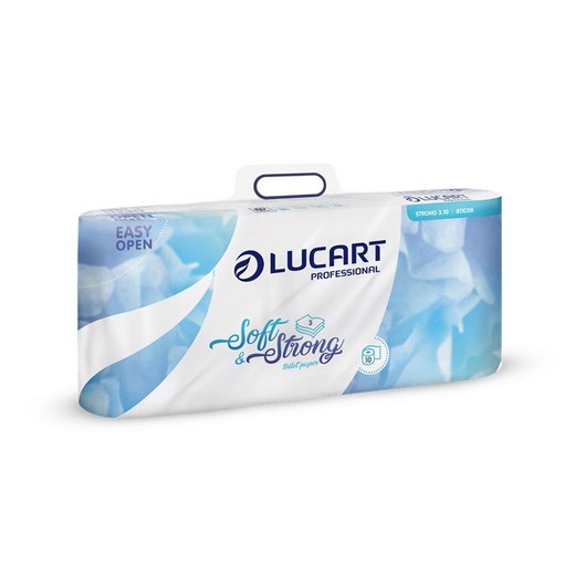 Toaletný papier, 3-vrstvový, malé kotúče, 10 kotúčov, LUCART "Soft and Strong", biely