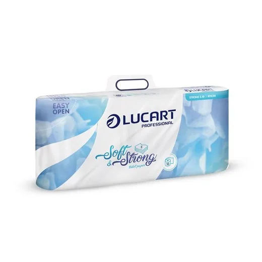 Toaletný papier, 3-vrstvový, malé kotúče, 10 kotúčov, LUCART "Soft and Strong", biely
