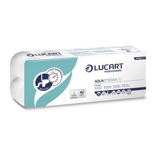 Toaletný papier, 2-vrstvový, malý kotúč, 22 m, LUCART "Aquastream 10"