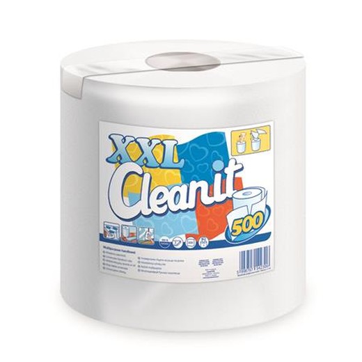 Papierové utierky, kotúčové, univerzálne, 2-vrstvové, LUCART "CLEANIT XXL 500", biele