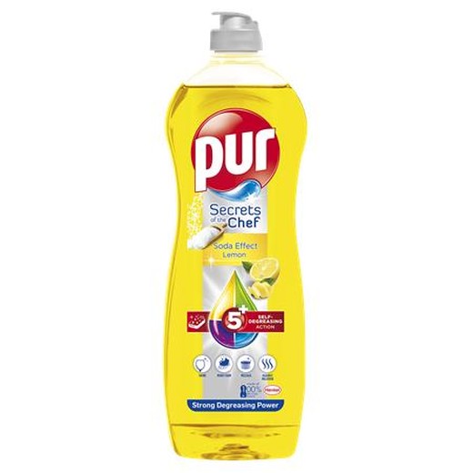 Čistiaci prostriedok na umývanie riadu, 750 ml, PUR, citrón