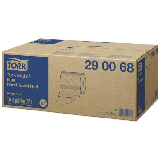 Papierové utierky, v kotúči, H1 systém, 2-vrstvové, 150 m, TORK "Matic®", modrá