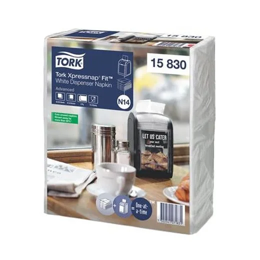 Servítky, do zásobníka, 2-vrstvové, 21,3x16,5 cm, N14 systém, Advanced, TORK "Xpressnap Fit®", biela