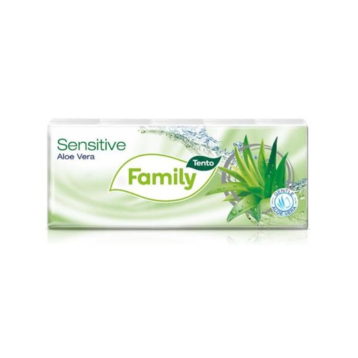 Papierové vreckovky, 3-vrstvové, 10x10 ks, TENTO "Family", aloe vera