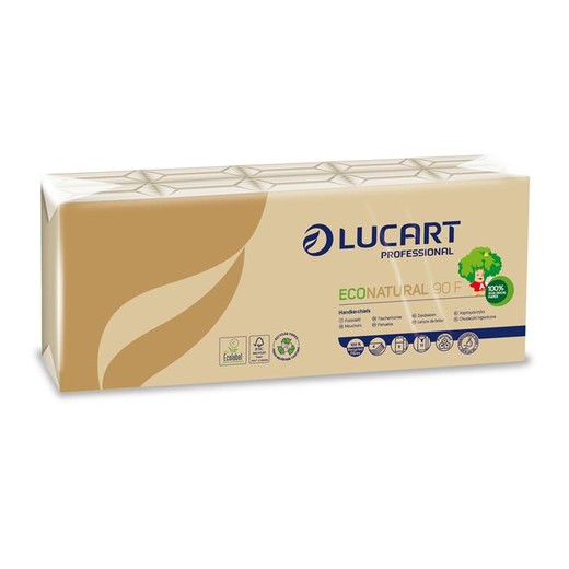 Papierové vreckovky, 4-vrstvové, 10x9 ks, LUCART "EcoNatural", hnedá