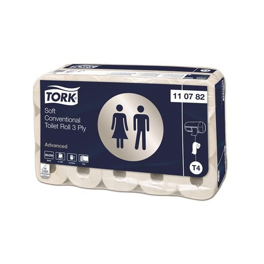 Toaletný papier, T4 systém, 3-vrstvový, priemer: 12,5 cm, Advanced, TORK, biela