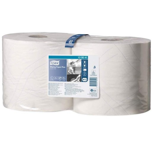 Papierová utierka, v kotúči, priemer: 26 cm, W2 systém, TORK "Plus", biela