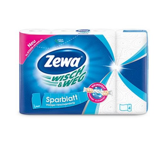 Papierové utierky, 2-vrstvové, 4 kotúče/bal, ZEWA "Wisch&Weg sparblatt"