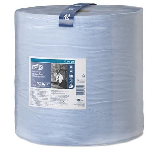 Papierová utierka, v kotúči, priemer: 39 cm, W1 systém, TORK "priemyselná", modrá