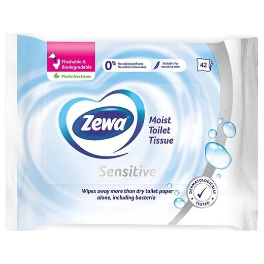 Toaletný papier, vlhčený, 42ks, ZEWA, sensitive