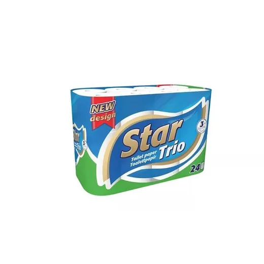 Toaletný papier, 3-vrstvový, malý kotúč, 24 kotúčov, "Star Trio"