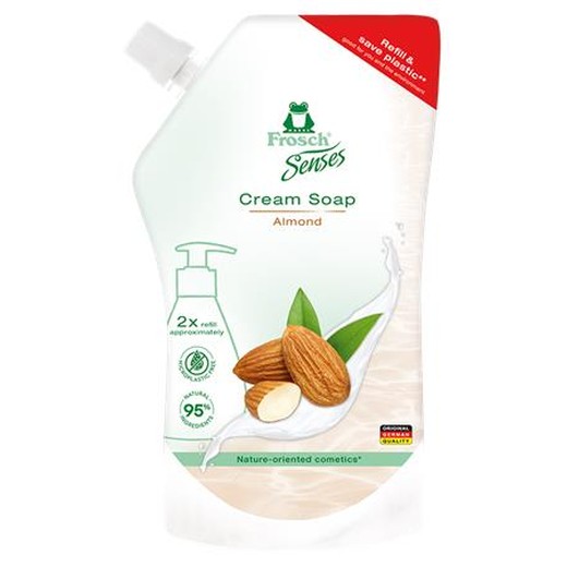 Tekuté mydlo, náhradná náplň, 0,5 l, FROSCH, mandľové mlieko