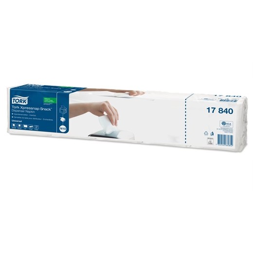 Servítky do zásobníka, 1-vrstvové, 21,3x21,6 cm, N10 systém, Universal,TORK "Xpressnap Snack®", biela
