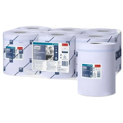 Papierová utierka, kotúčová, priemer: 18,5 cm, M4 systém, 2-vrstvy, Advanced, TORK "Reflex™ plus", modrá