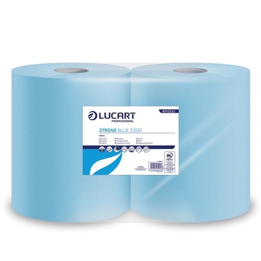 Papierové utierky, kotúčové, 3-vrstvové, LUCART "Strong Blue 3.500", modrá