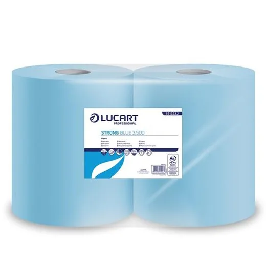 Papierové utierky, kotúčové, 3-vrstvové, LUCART "Strong Blue 3.500", modrá