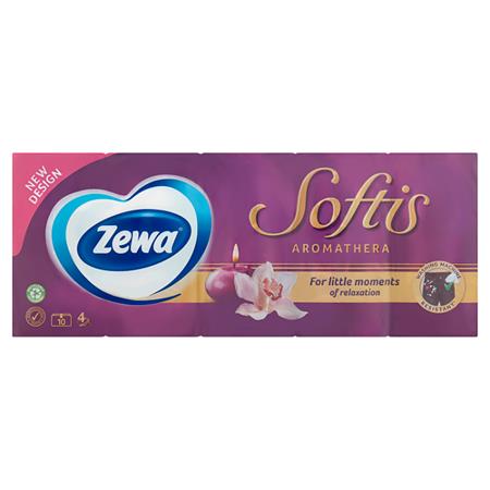 Papierové vreckovky, 4-vrstvové, 10 x 9 ks, ZEWA "Softis", aromatherapia