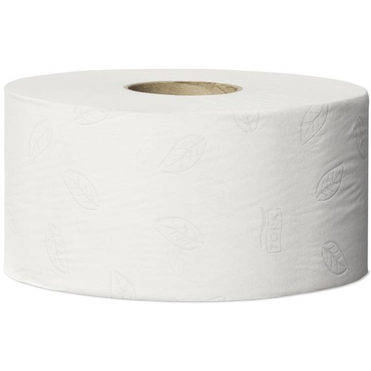 Toaletný papier, T2 systém, 2 vrstvový, priemer: 18,8 cm, Advanced, TORK "Mini Jumbo", biely