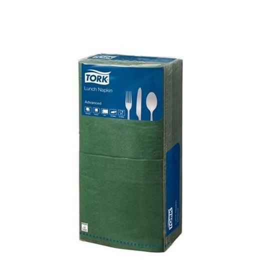 Servítky, 1/4 sklad, 2-vrstvové, 32x32 cm, Advanced, TORK "Lunch", tmavozelená