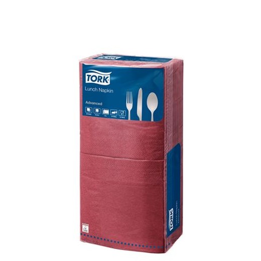 Servítky, 1/4 sklad, 2-vrstvové, 32x32 cm, Advanced, TORK "Lunch", bordová