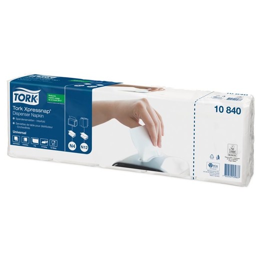 Servítky do zásobníka, 1-vrstvové, 21,3x33 cm, N4 systém, Universal, TORK "Xpressnap®", biela
