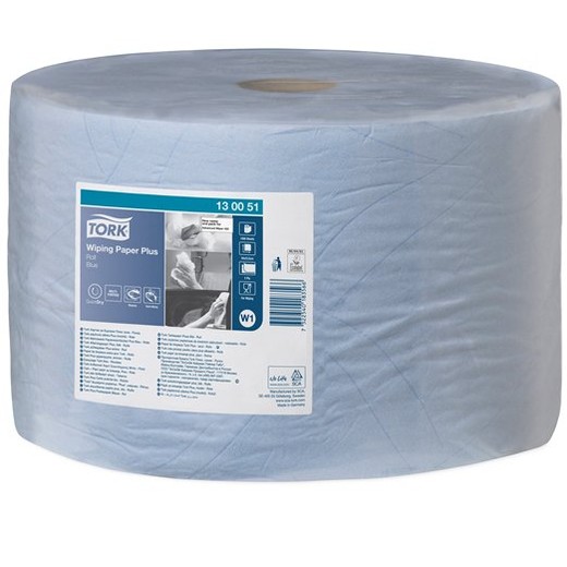 Papierová utierka, kotúčová, priemer: 39 cm, W1 systém, TORK "Plus", modrá
