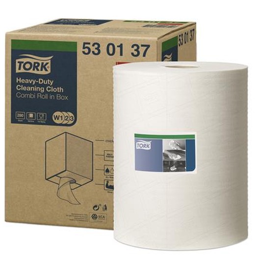 Čistiace utierky, kotúčové, W2 systém, TORK "Heavy-Duty", biela