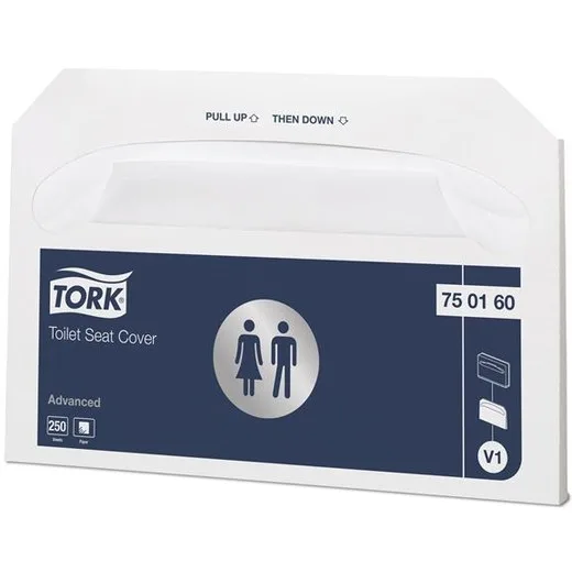 Papierové podložky na WC sedadlá, V1 systém, TORK, biela