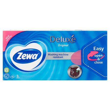 Papierové vreckovky, 3-vrstvové, 90 ks, ZEWA "Delux", bez vône