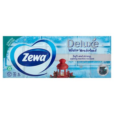 Papierové vreckovky, 3-vrstvové, ZEWA "Delux" bez vône, 10x10 ks