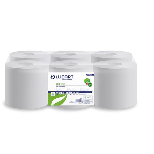 Papierové utierky, kotúčové, 2-vrstvové, LUCART "Eco CF 19", biela