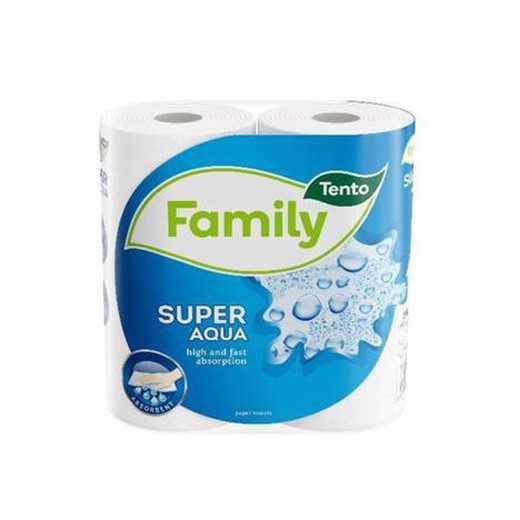 Kuchynské utierky, kotúčové, 2-vrstvové, TENTO "Family Super Aqua", biela