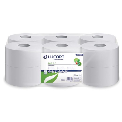 Toaletný papier, 2-vrstvový, 120 m, 19 cm priemer, LUCART "Eco", biely