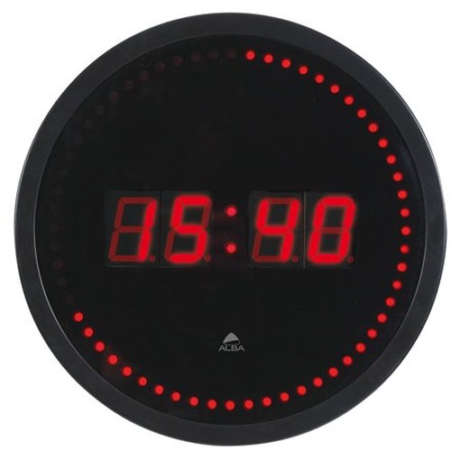 Nástenné hodiny, LED displej, 30 cm, ALBA "Horled", čierne