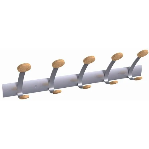 Vešiaky, nástenné, kovové, 5 ks, ALBA, strieborné